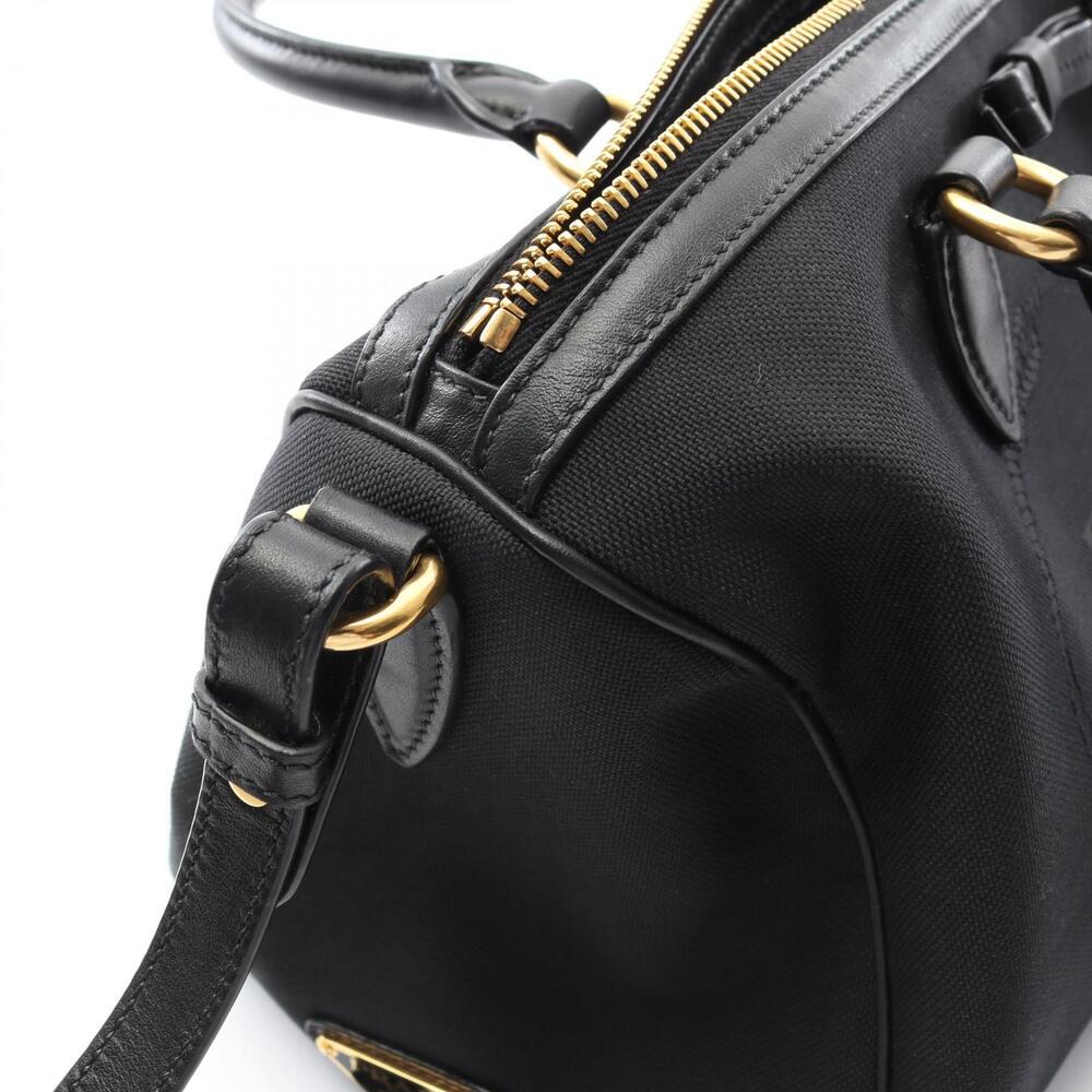 Prada LOGO JACQUARD Handbag Canvas Leather Black - Picture 7 of 7